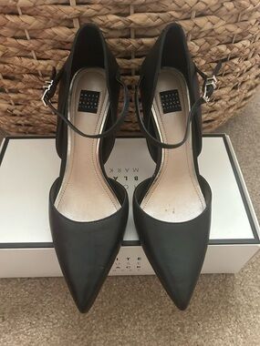 White House Black Market Casey Black Pointed-Toe Ankle-Strap Pumps